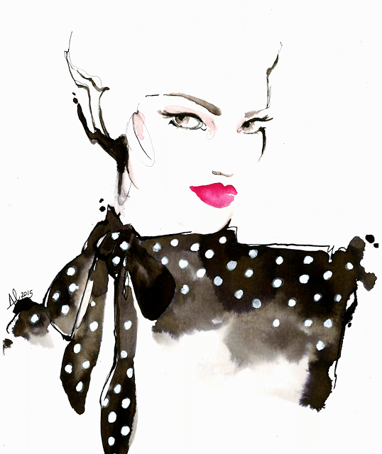 aldraws fashion digital illustration polka dot red lipstick