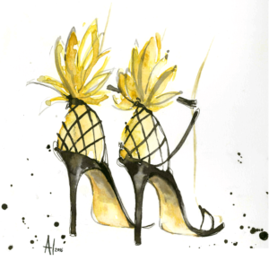 aldraws Al Draws Alessia Landi fashion illustration watercolor pineapple heels shoes sandals aquazzura pina colada