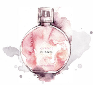 Al Draws chanel perfume fashion watercolor illustration beauty Alessia Landi