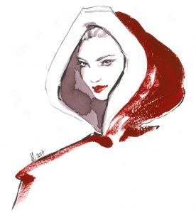 Christmas Fashion Illustration drawing Alessia Landi Santa red holidays greetings watercolour